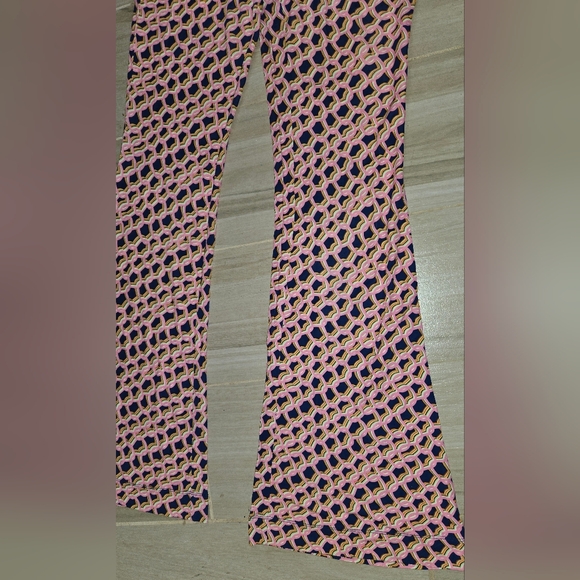 Diane Von Furstenberg DVF Brooklyn Matte Jersey Pants Pink and Navy Geometric - Picture 4 of 9
